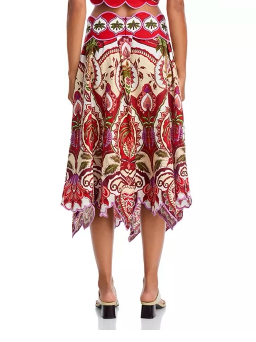 Farm Rio Red Odara Scalloped Midi NWOT - Picture 3 of 10